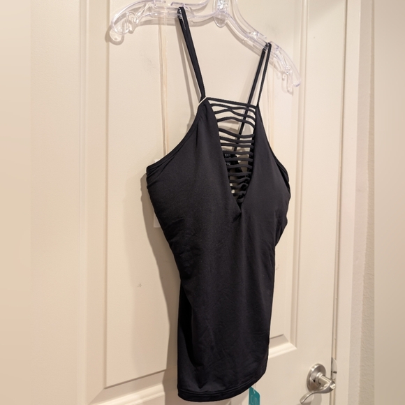 Seafolly Women's Black Solid Strappy Singlet Tankini Swim Top - Picture 4 of 8